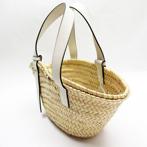 Loewe Tan Off Bag Leather White Straw Basket Beige
